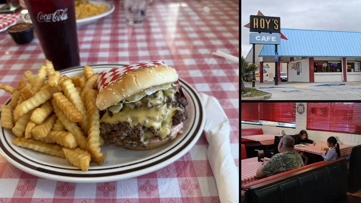 Restaurant seating area with accessible table space.